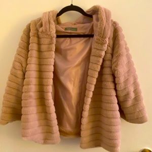 FAUX FUR, PINK HOODED JACKET (So soft!) MADE IN ITALY XSMALL-MED
